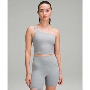NWT Lululemon Ribbed Nulu Asymmetrical Yoga Tank Top Rhino Grey Size 4